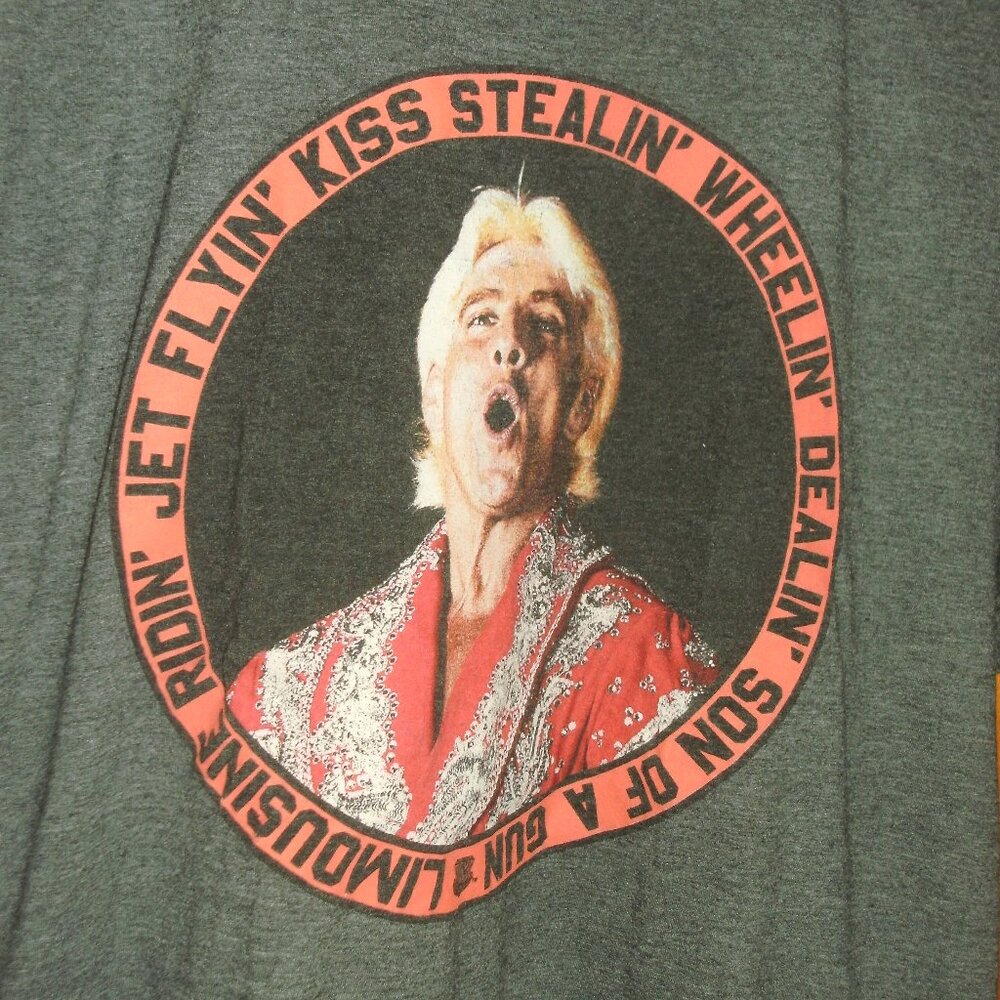 Ric Flair Limousine Ridin Jet Flyin Kiss Stealin Wheelin Dealin Tee T Shirt ~ L